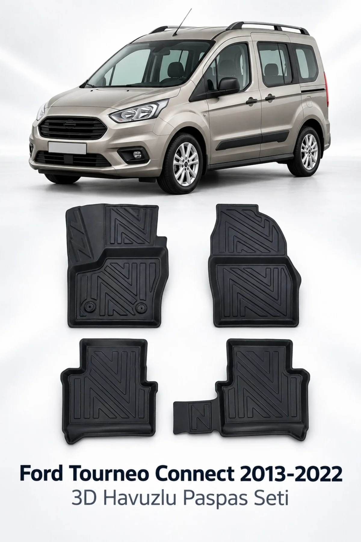 Ford Tourneo Connect 2013-2022 Karbon Desenli Premium 3D Havuzlu Oto Paspas Ford Tourneo Connect 2013-2022 Karbon Desenli Premium 3D Havuzlu Oto Paspas