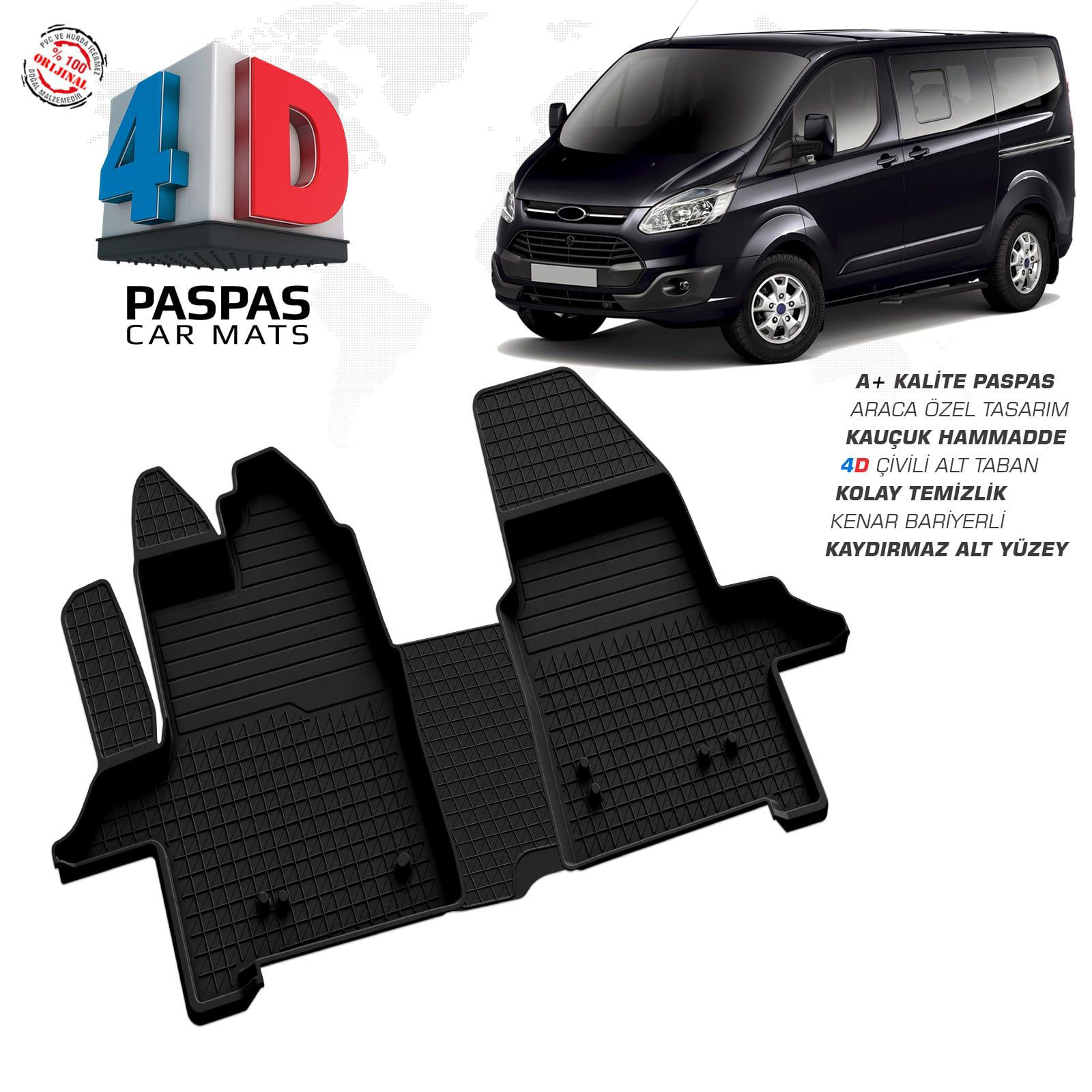 Ford Tourneo Custom 4D Araca Özel Havuzlu Kauçuk Paspas 2012 - 20 Fiyatı, Yorumları ve Özellikleri