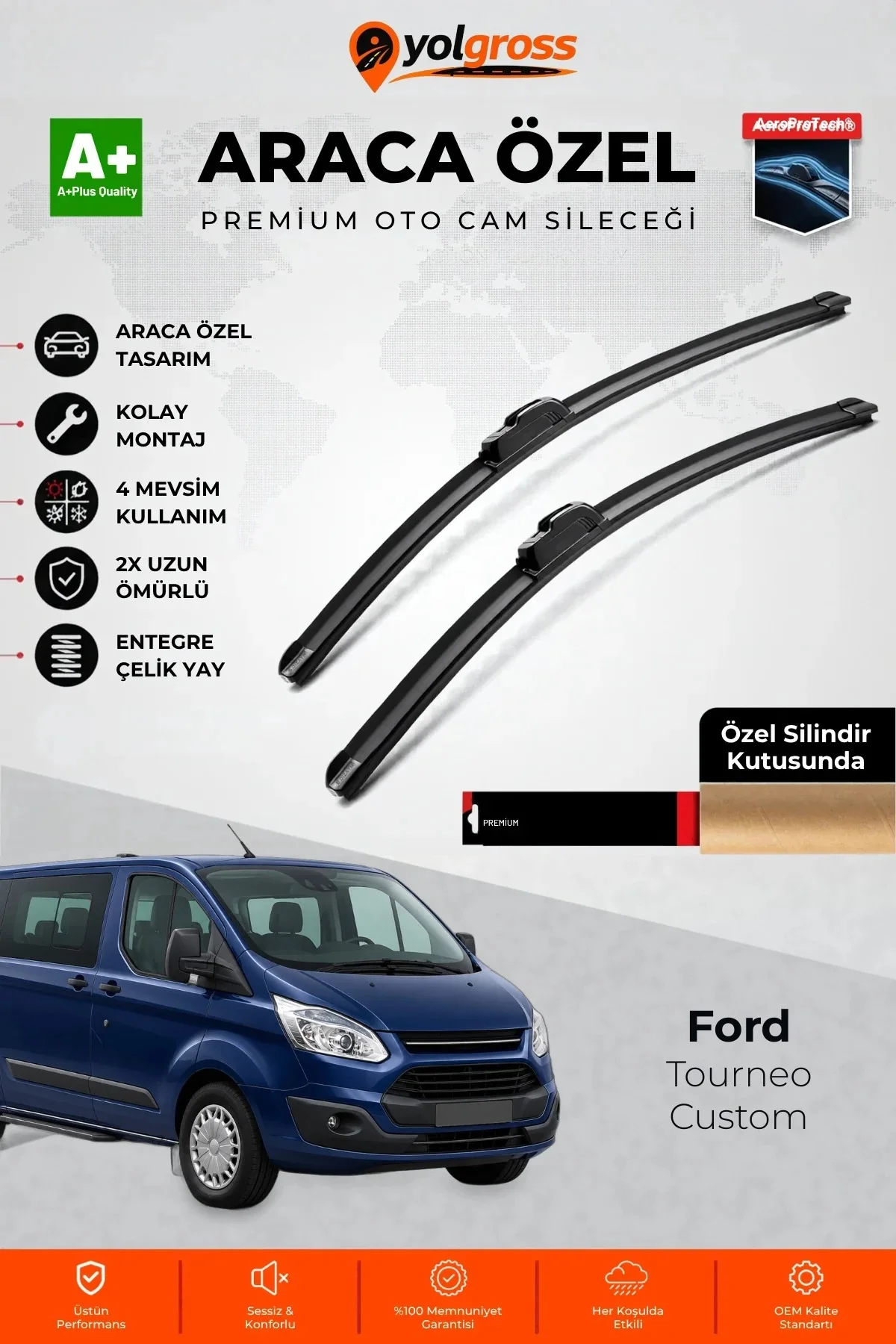 Ford Tourneo Custom Ön Cam Silecek Seti 2012-2023 Premium Araca Özel 75-70 Cm A+ Kalite Ford Tourneo Custom Ön Cam Silecek Seti 2012-2023 Premium Araca Özel 75-70 Cm A+ Kalite