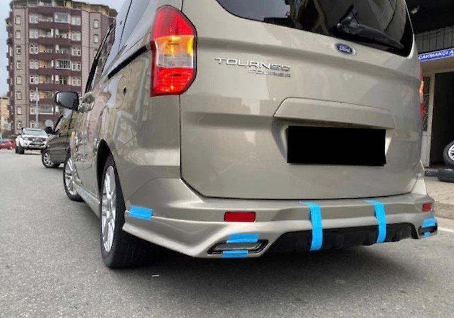 Ford Tourneo Uyumlu Courier Egzoz Görünümlü Arka Tampon Eki (Plas