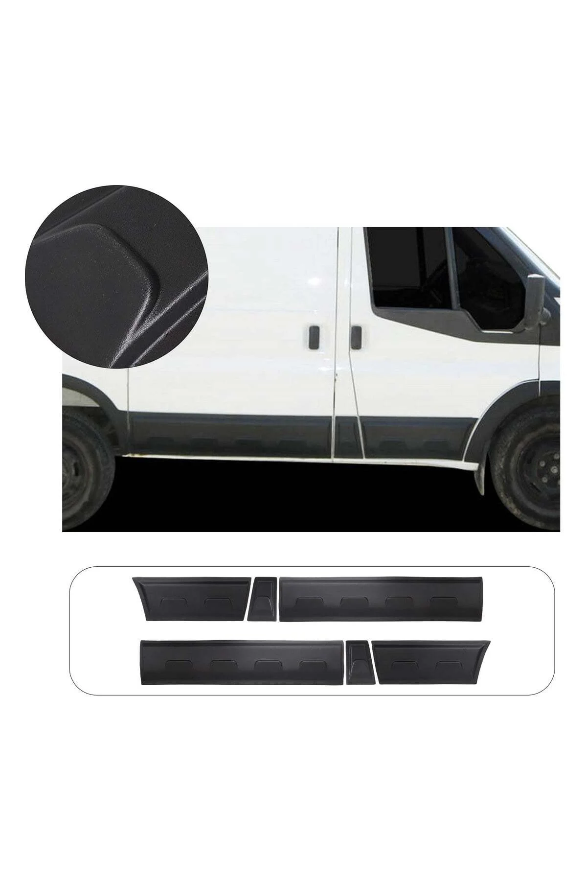 Ford Transit 2003-2013 Kısa Şase Uyumlu Kapı Dodik Seti 6 Parça ABS Mat Siyah - Görsel 2