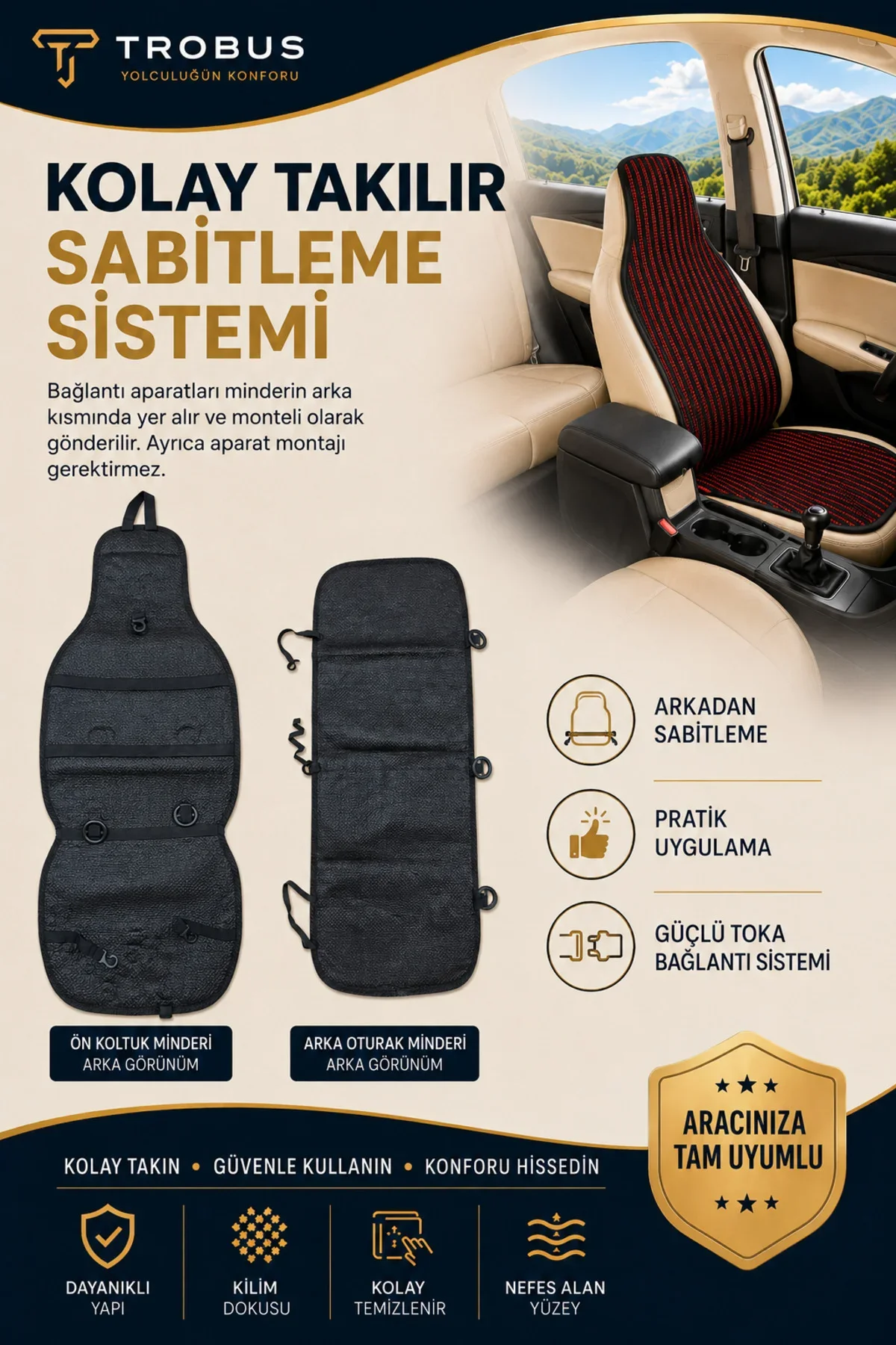 Ford Transit 2014-2020 Örme 3 Parça Minder Terletmez Kaymaz Taban Siyah Kırmızı Ford Transit 2014-2020 Örme 3 Parça Minder Terletmez Kaymaz Taban Siyah Kırmızı - Görsel 2