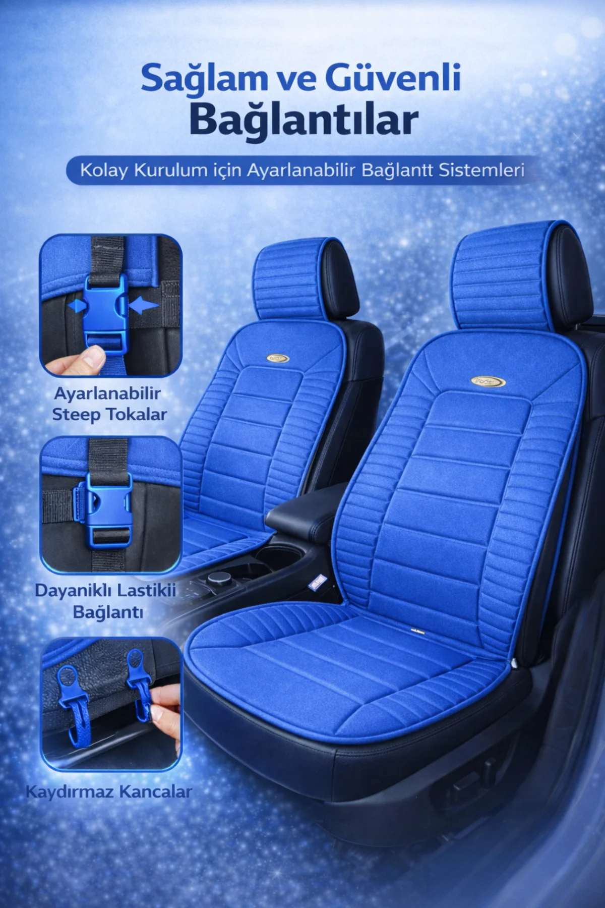 Ford TRANSİT 2014-2020 Uyumlu Vento 2 Parça Ön Oto Koltuk Minderi Terletmez Kaymaz Taban Mavi Fiyatı, Yorumları ve Özellikleri