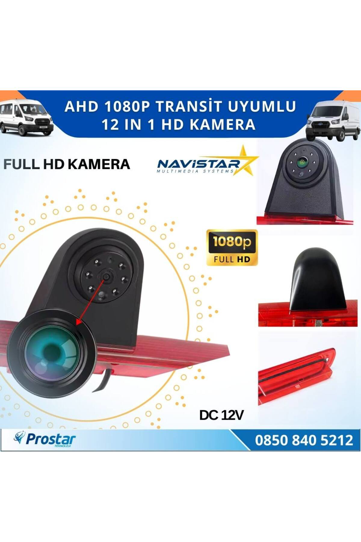 Navistar Ford Transit İçin Profesyonel Ahd 1080P 12 İn 1 Butonlu Geri Görü