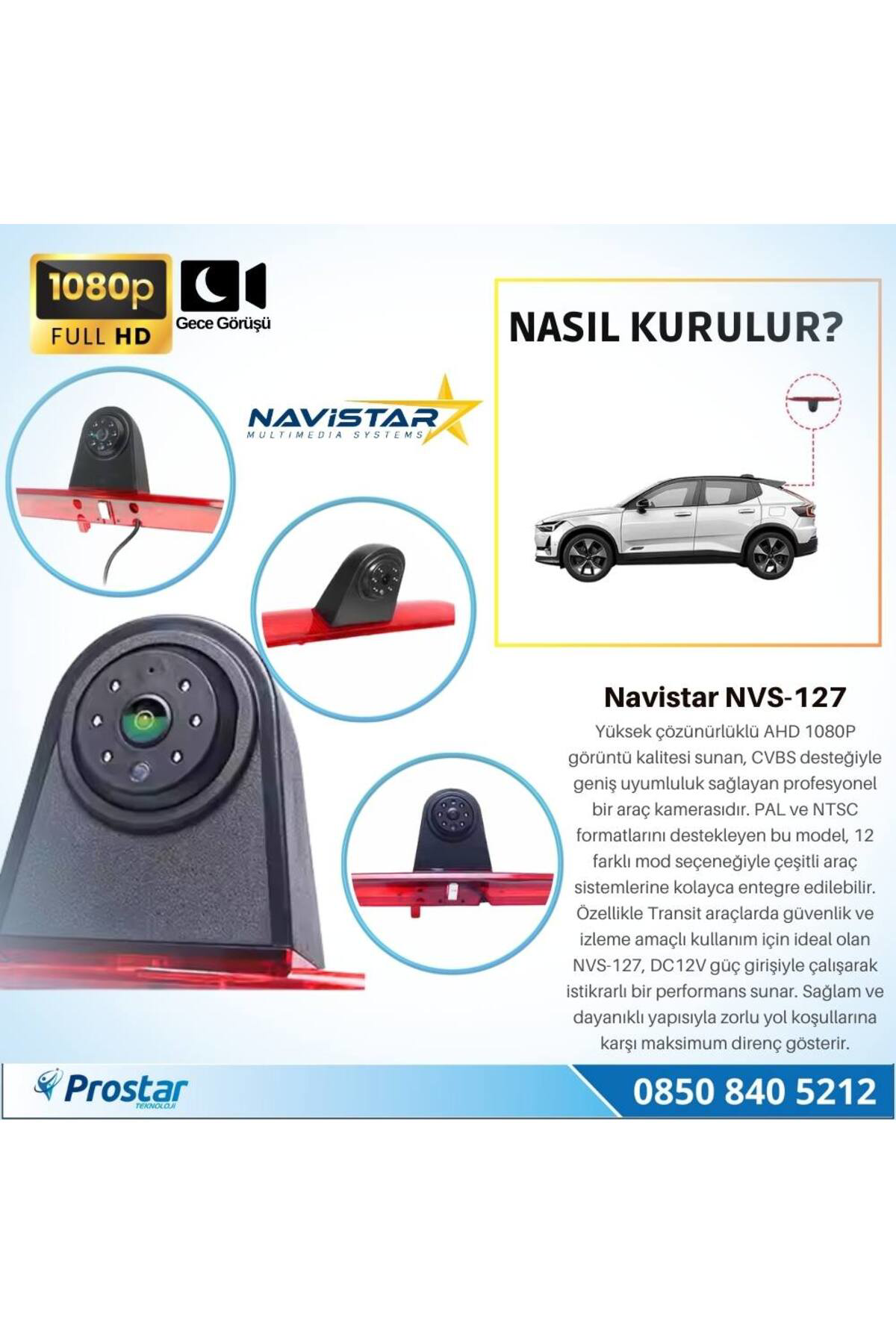 Navistar Ford Transit İçin Profesyonel Ahd 1080P 12 İn 1 Butonlu Geri Görü