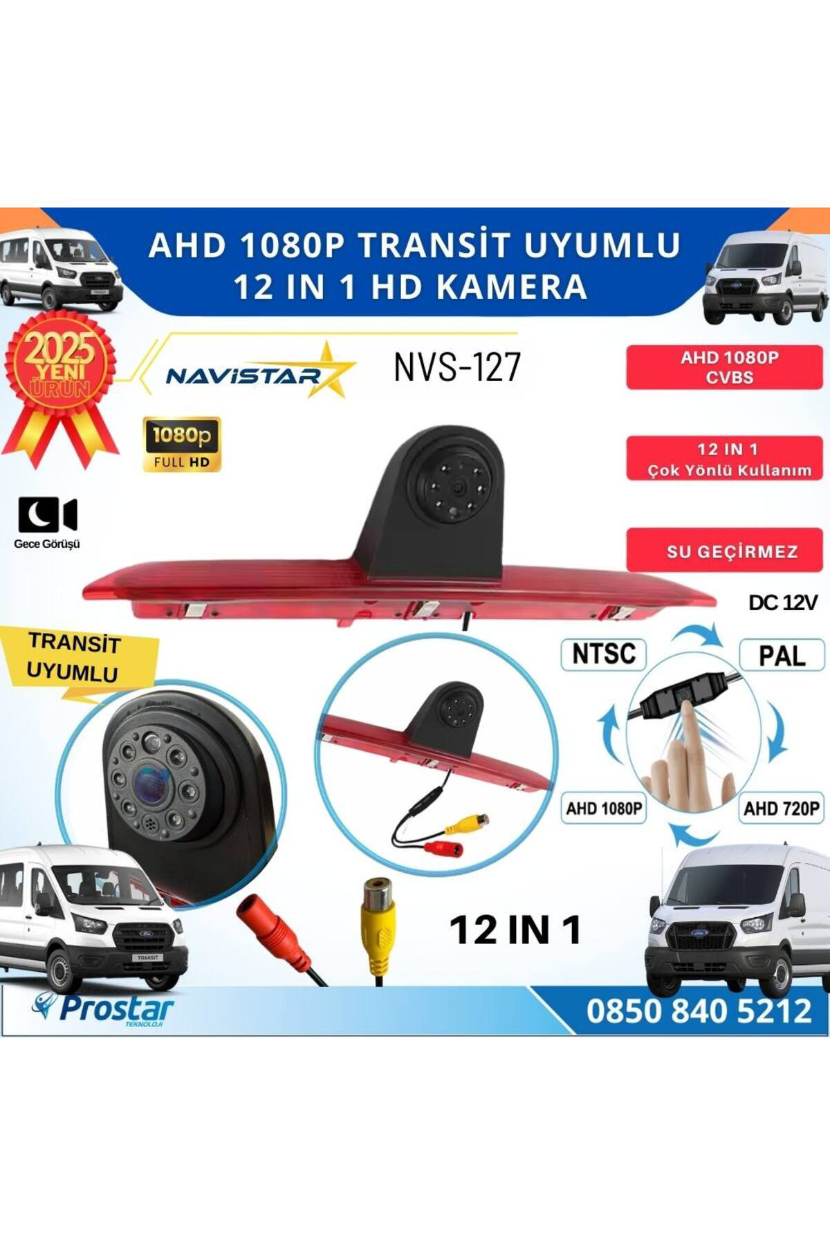 Navistar Ford Transit İçin Profesyonel Ahd 1080P 12 İn 1 Butonlu Geri Görü