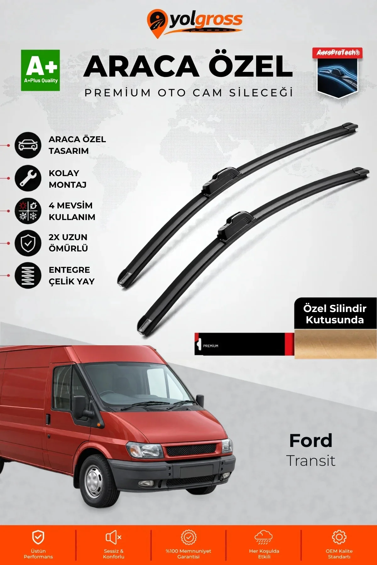Ford Transit Ön Cam Silecek Seti 2002-2009 Premium Araca Özel 70-60 Cm A+ Kalite Ford Transit Ön Cam Silecek Seti 2002-2009 Premium Araca Özel 70-60 Cm A+ Kalite
