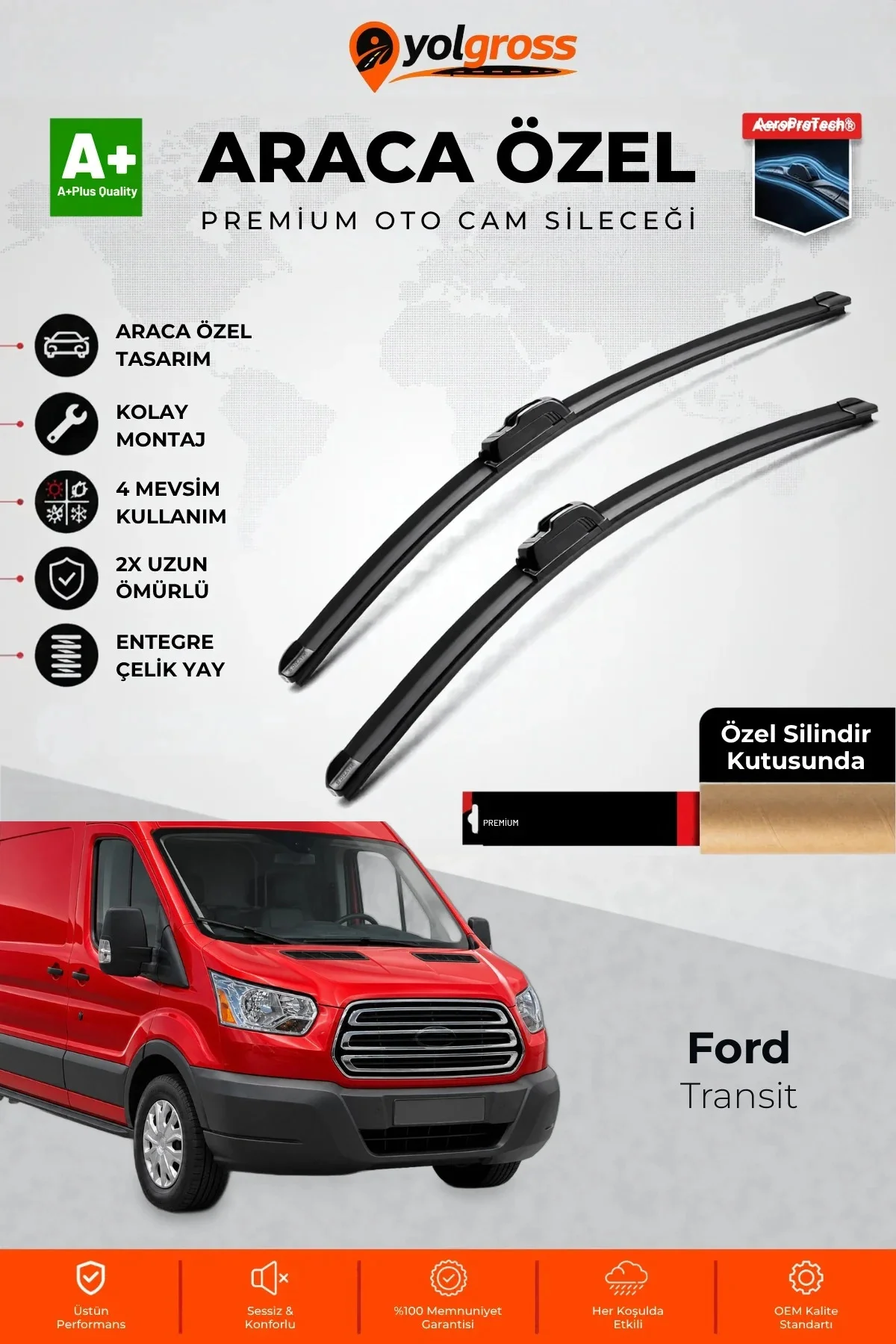 Ford Transit Ön Cam Silecek Seti 2014 Üzeri Premium Araca Özel 75-50 Cm A+ Kalite