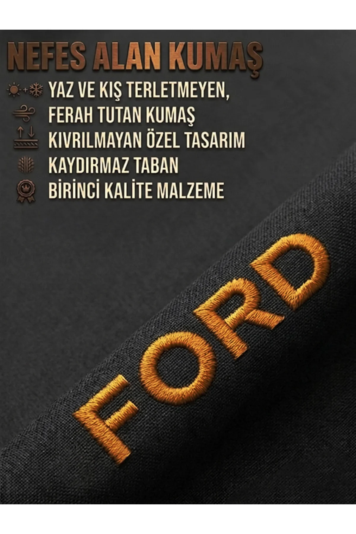 Ford Uyumlu Keten Siyah Oto Koltuk Minderi Kaydırmaz Terletmez Ortopedik Konfor - Görsel 4