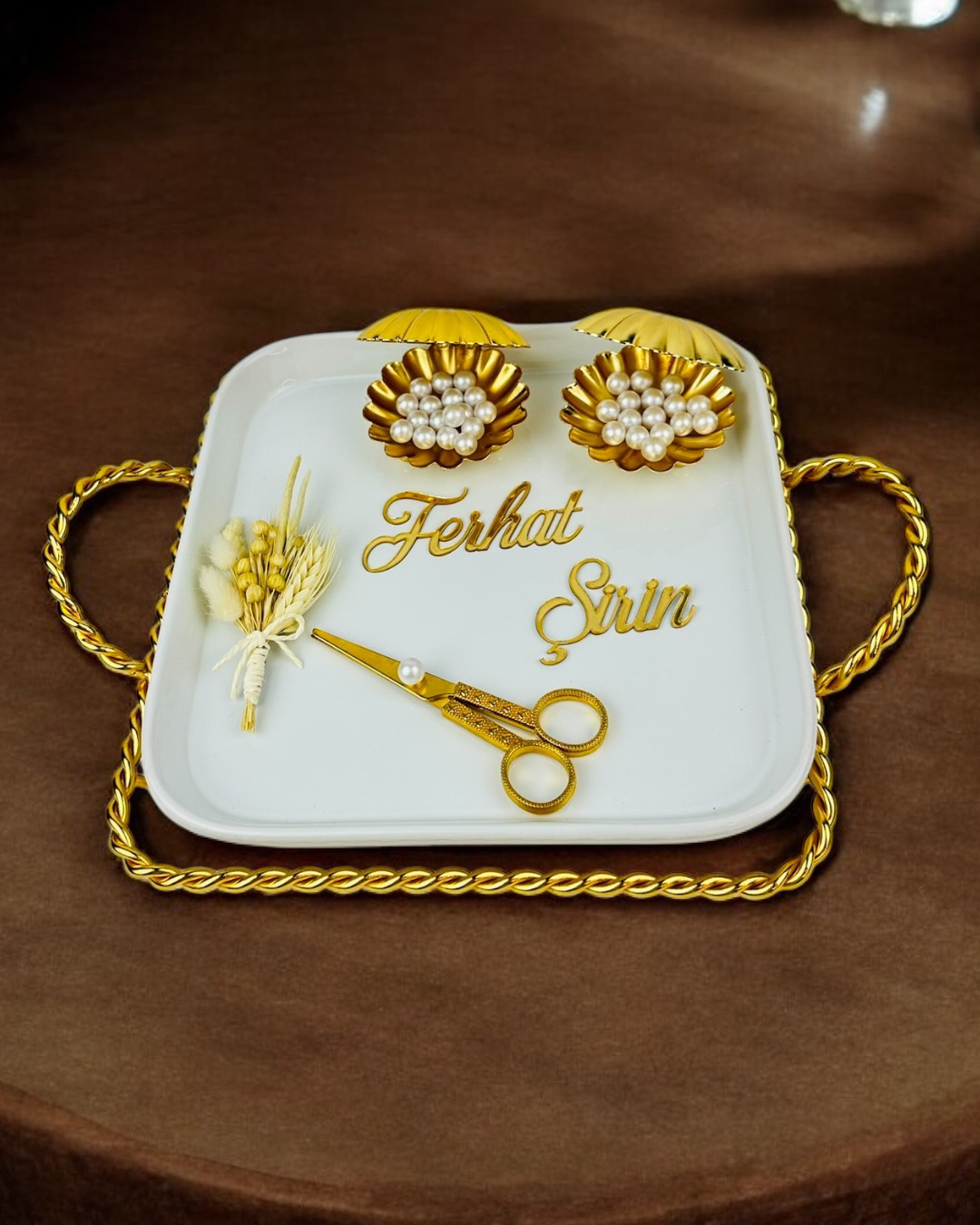 Cyzhome Forever Gold Söz Tepsisi Ve Nişan Tepsisi