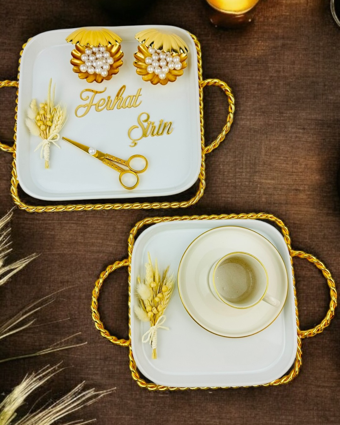 Cyzhome Forever Gold Söz Tepsisi Ve Nişan Tepsisi