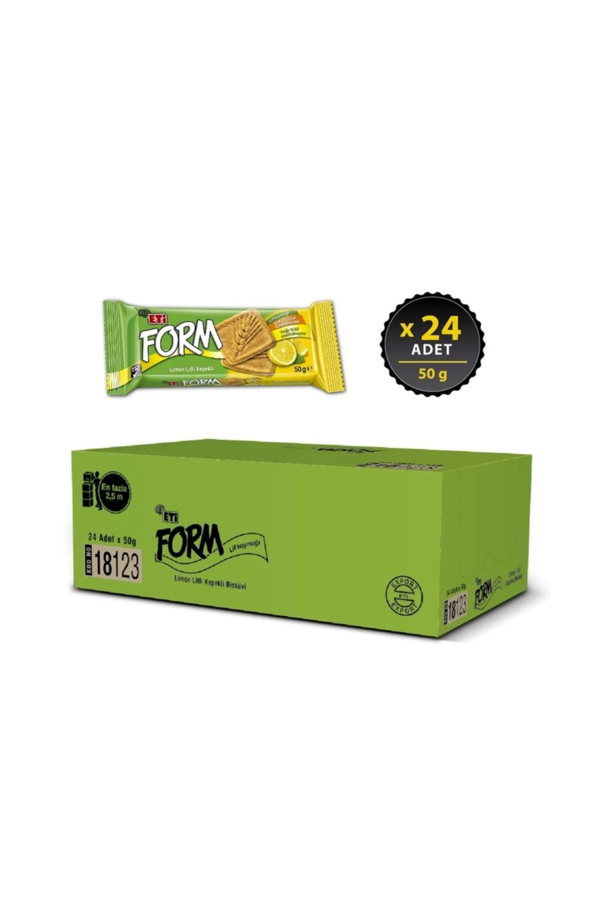 Form Limon Lifli Kepekli Bisküvi 50 g x 24 Adet