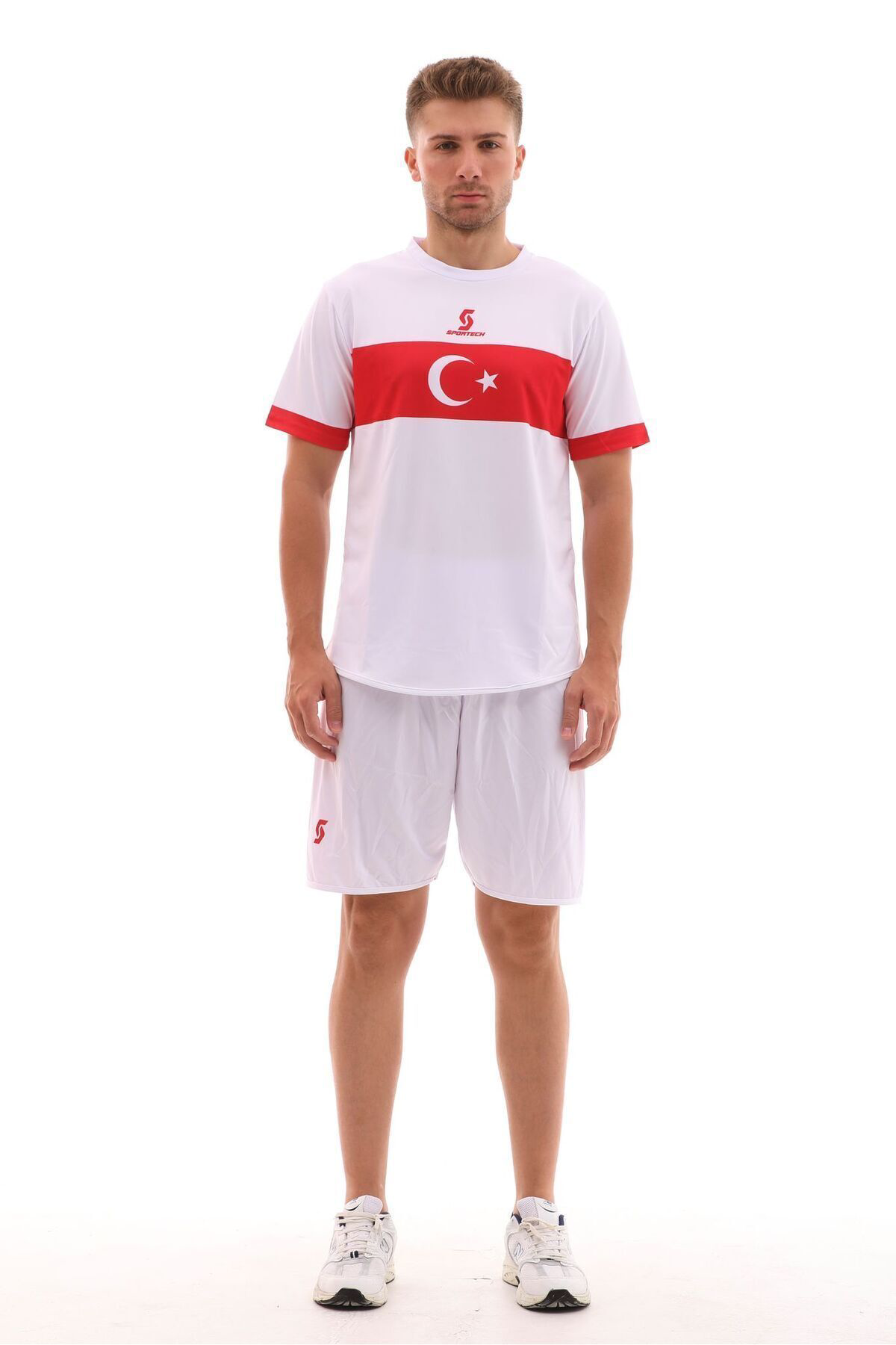 Sportech Forma Şort Takım Türkiye Milli Takım Beyaz (Tek Kelime İsim Ve Nu