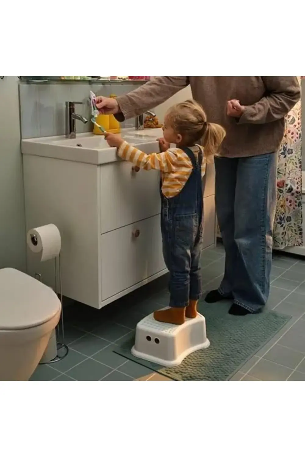 FÖRSIKTIG çocuk basamağı, beyaz-turkuaz, 37x13 cm 1175713