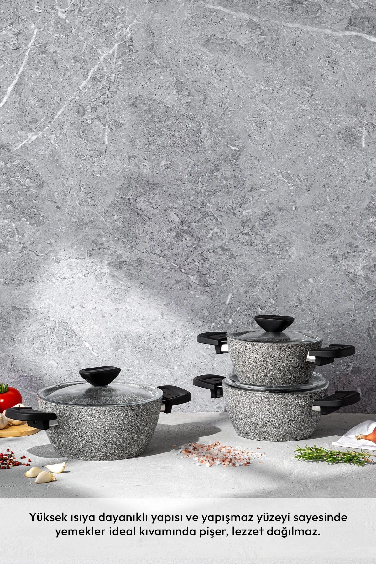 Fortis Granit 6 Parça Midi Tencere Seti Gri