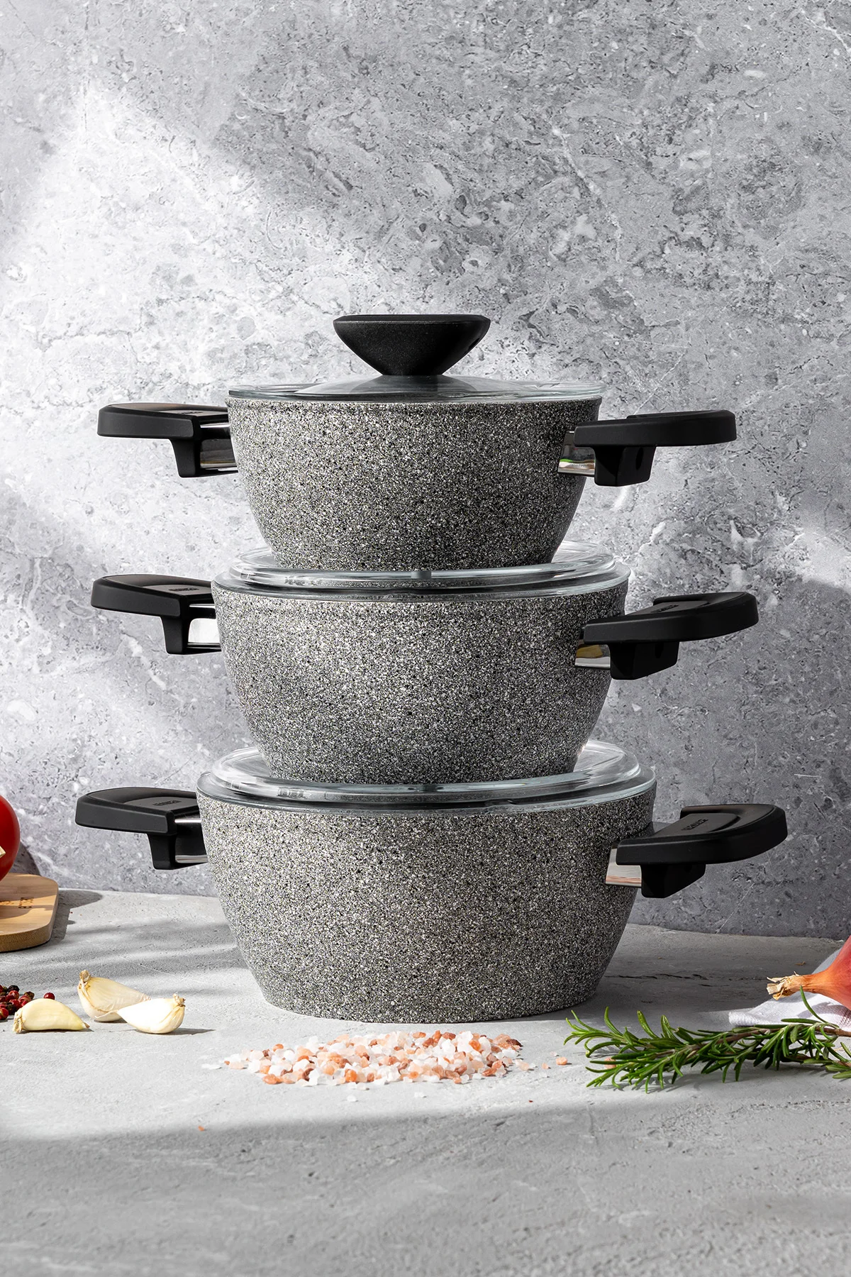 Fortis Granit 6 Parça Midi Tencere Seti Gri