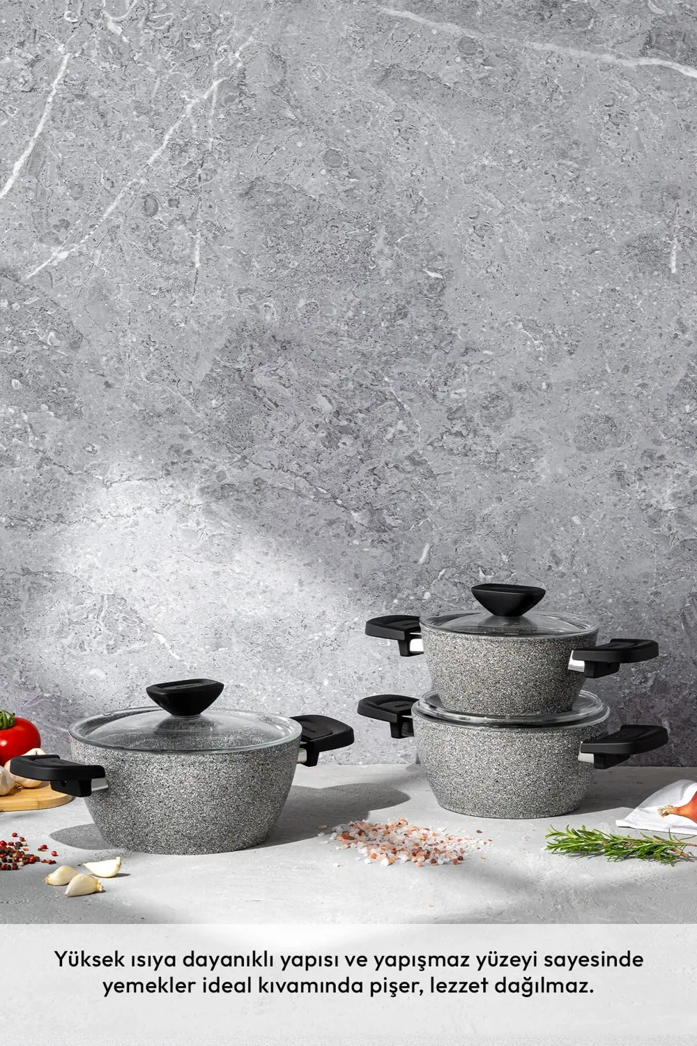 Fortis Granit 6 Parça Midi Tencere Seti Gri