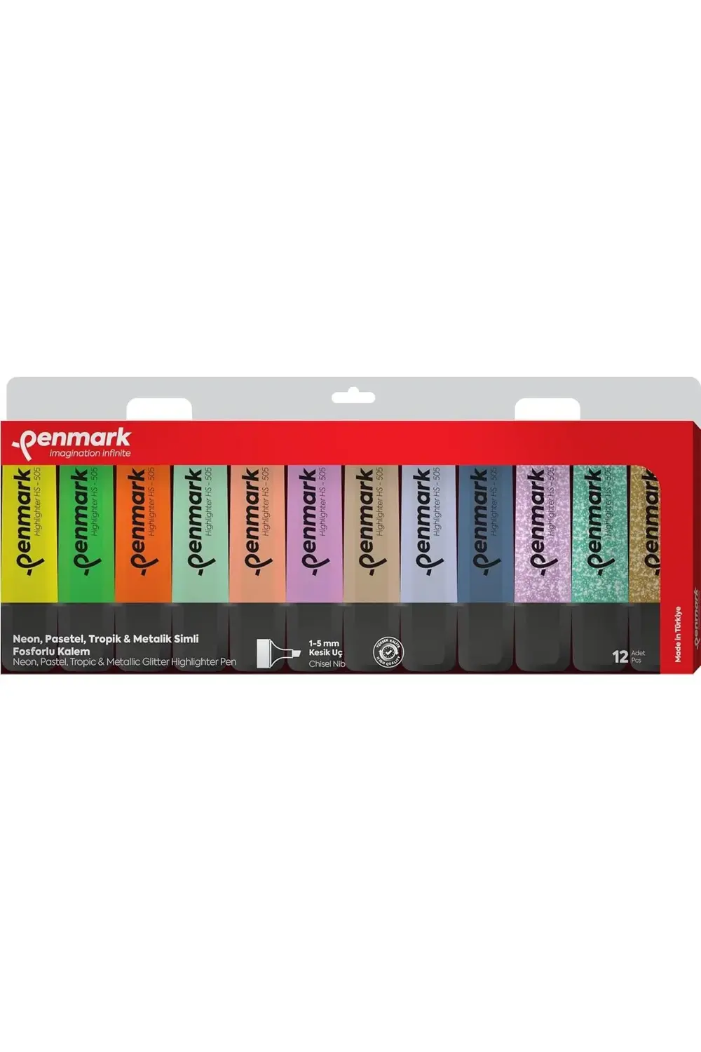 Fosforlu 12'li Asetat Karışık Renk 3 Neon ve 3 Pastel ve 3 ve 3 S