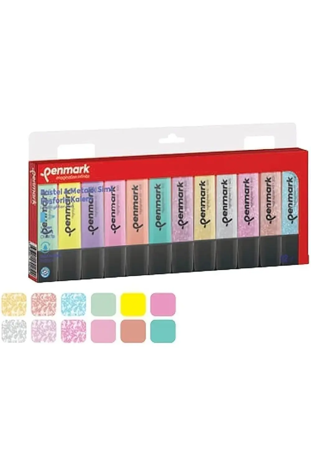 Fosforlu 12'li Karışık Renk 6 Pastel ve 6 Simli 1185222