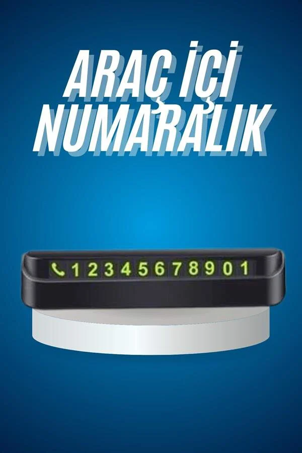 Fosforlu Araç İçi Numaratör - Numaralık Kartı ve Park Numarası