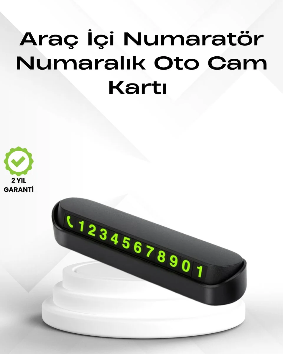 Fosforlu Araç İçi Telefon Numaratörü - Gece Görünürlüğü ve Güvenli Park