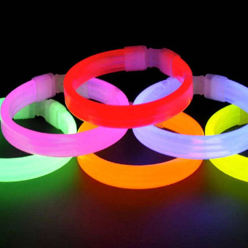 Fosforlu Glow Bileklik – 6 Renk 6'lı Set, 2 cm Ekstra Kalın, Karanlıkta Parlayan Parti Bilekliği