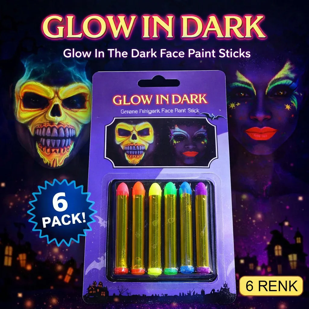 Fosforlu Glow Parti Boyası 6 Lı Karanlıkta Parlayan Yüz Boyası 5224 Diğer