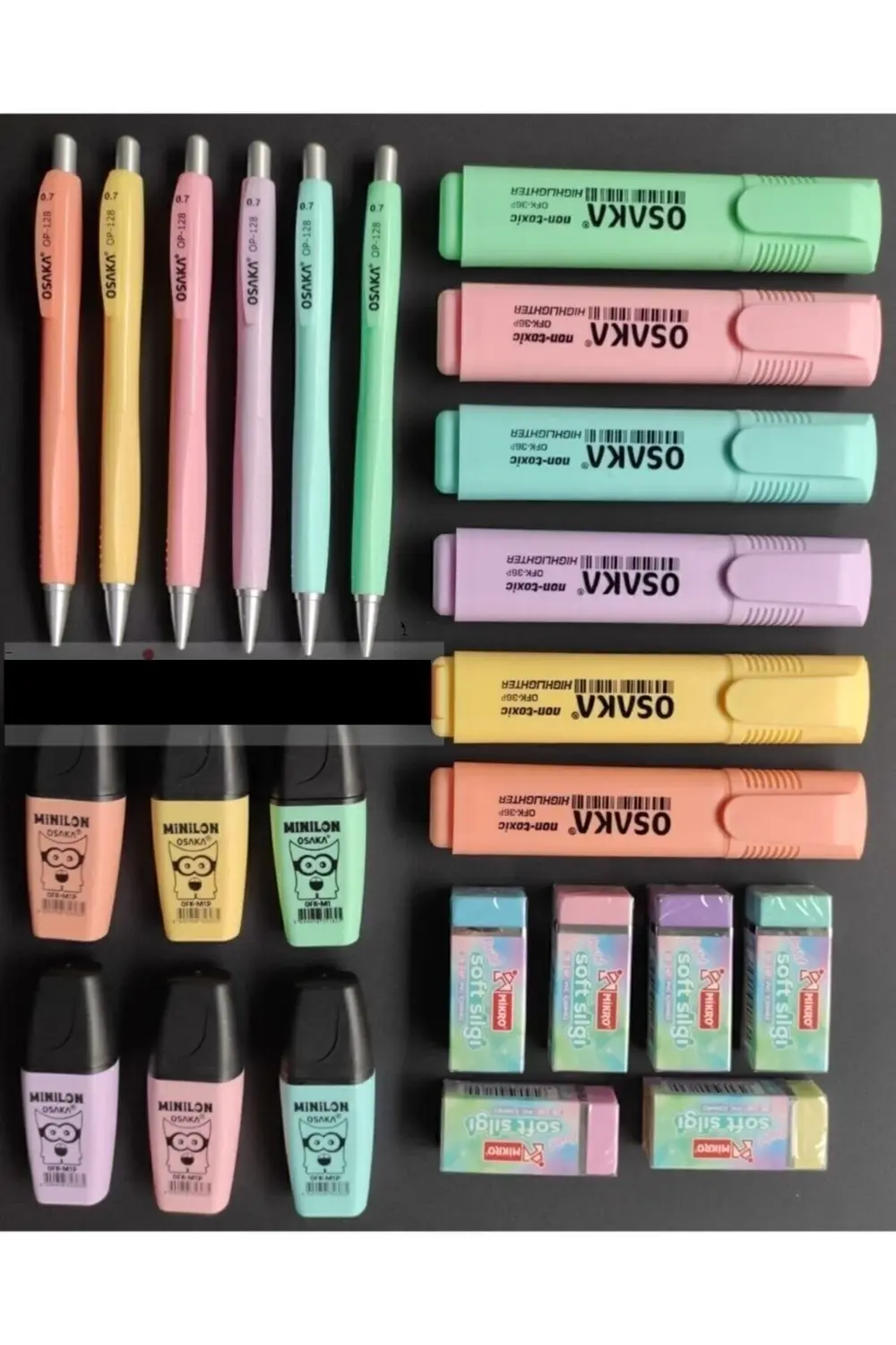 Fosforlu Kalem Seti Silgi Ve Uçlu Kalem