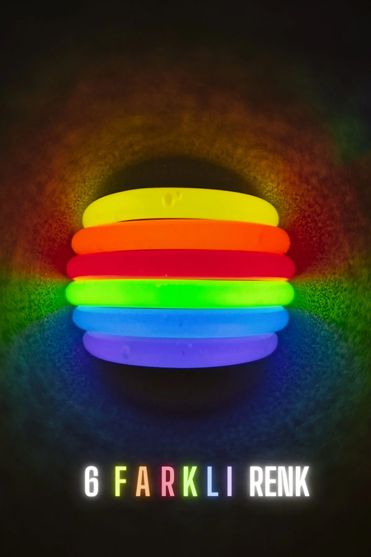 Fosforlu Karanlıkta Parlayan Neon Parti Çubukları (50 Çubuk - 50 Bağlama Aparatı) - Glow Stick