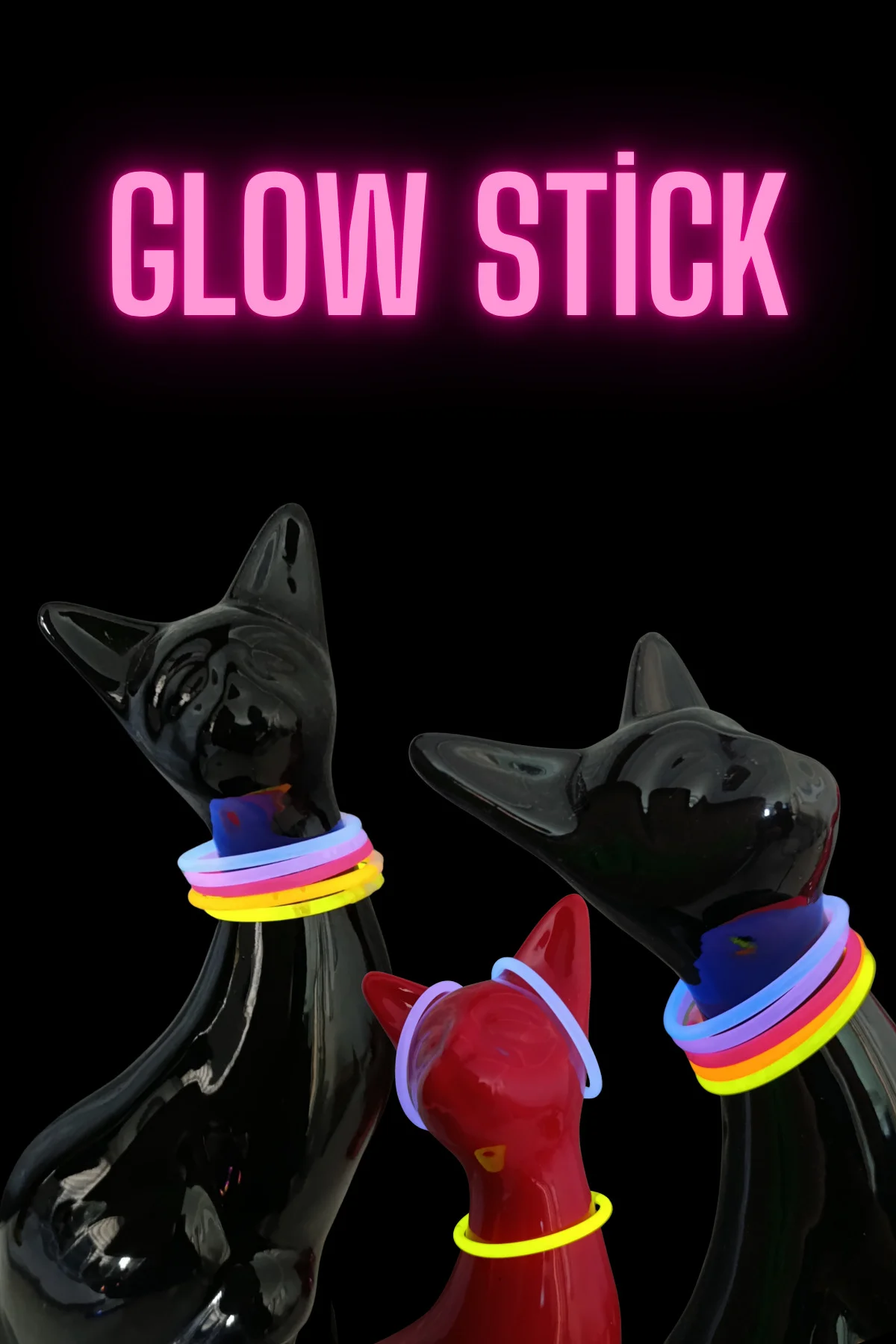 Fosforlu Karanlıkta Parlayan Neon Parti Çubukları (50 Çubuk - 50 Bağlama Aparatı) - Glow Stick