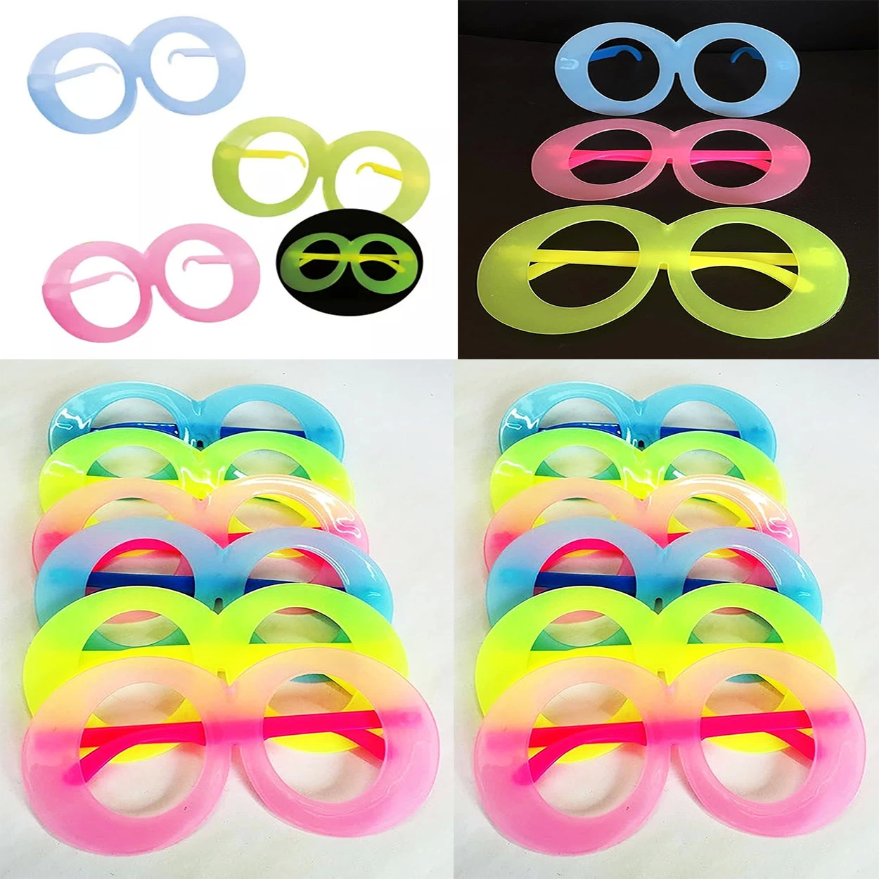 Fosforlu Oval Model Glow Parti Gözlüğü Karanlıkta Yanan Gözlükler Fosforlu Oval Model Glow Parti Gözlüğü Karanlıkta Yanan Gözlükler