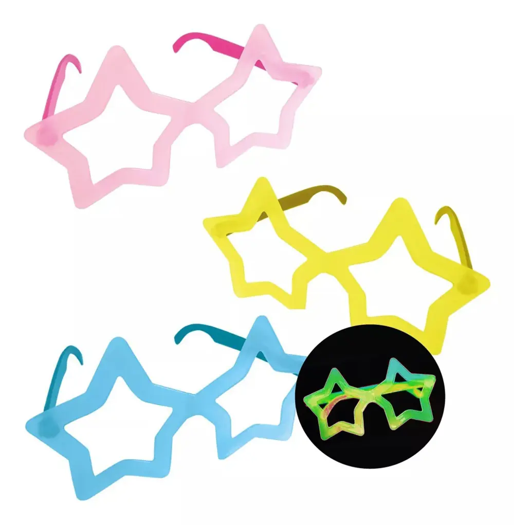 Fosforlu Yıldız Model Glow Parti Gözlüğü Karanlıkta Yanan Gözlükl