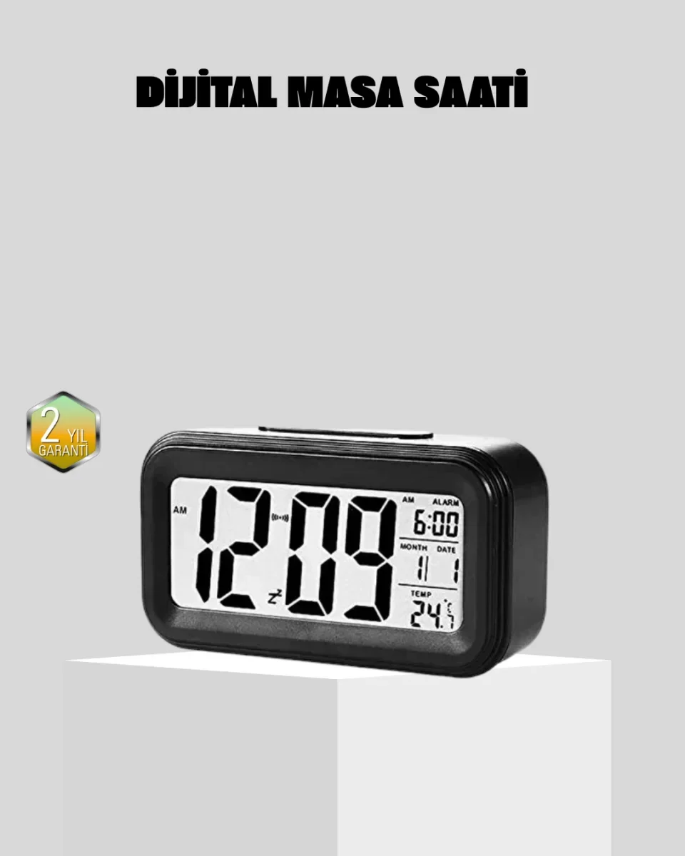 Fotoselli Dijital Masa Saati Aydınlatmalı Alarm ve Tarih Göstergeli - Lisinya