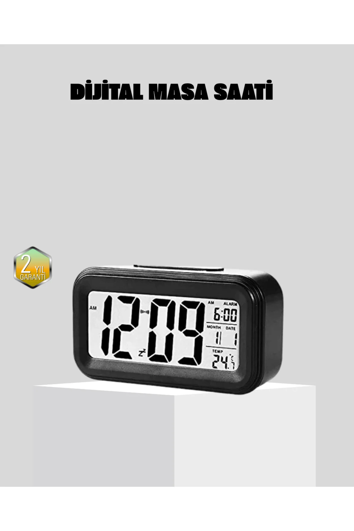 Fotoselli Dijital Masa Saati Aydınlatmalı Alarm ve Tarih Gösterge