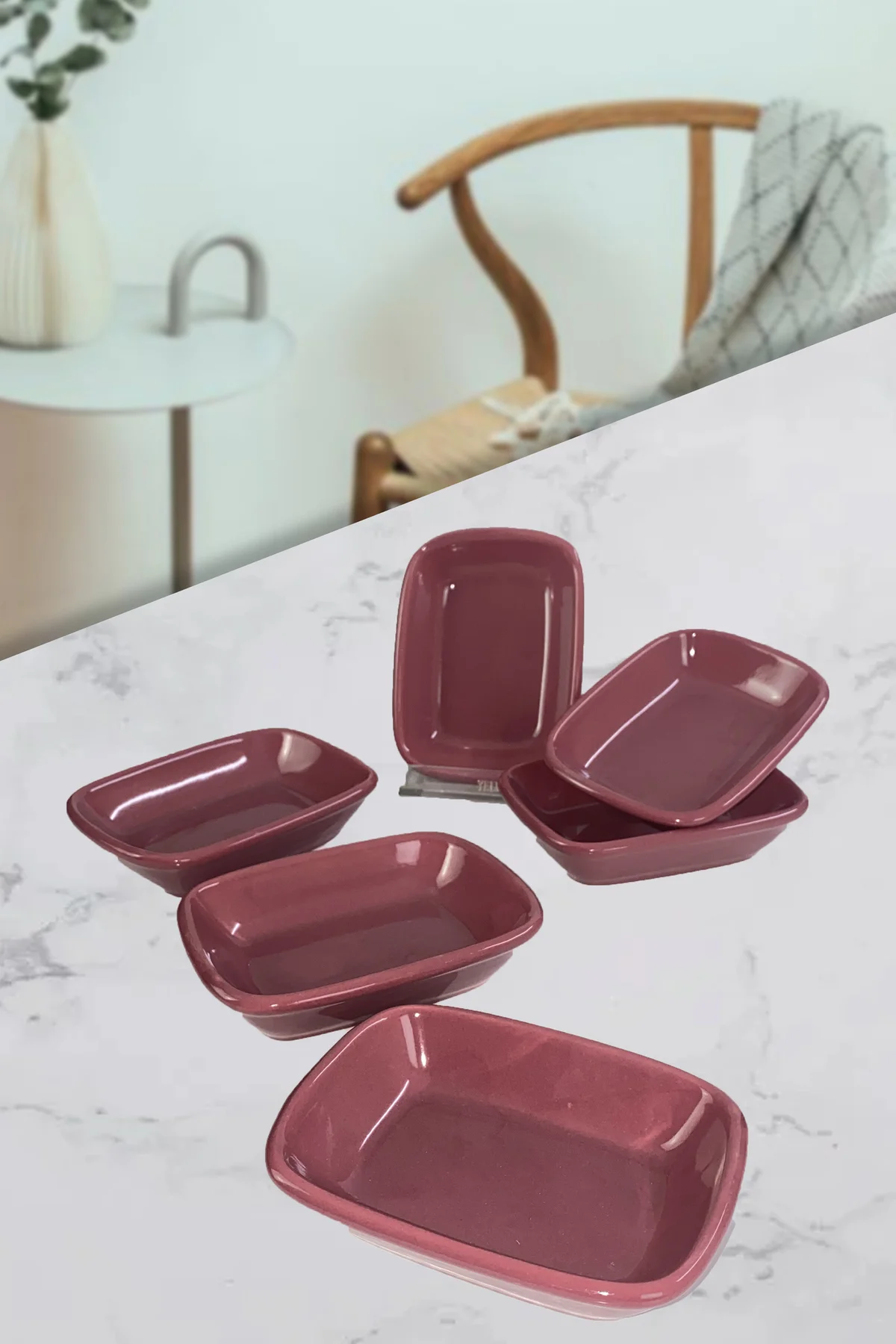 Frambuaz Dikdörtgen Kahvaltılık / Çerezlik / Kayık 13 Cm 6 Adet