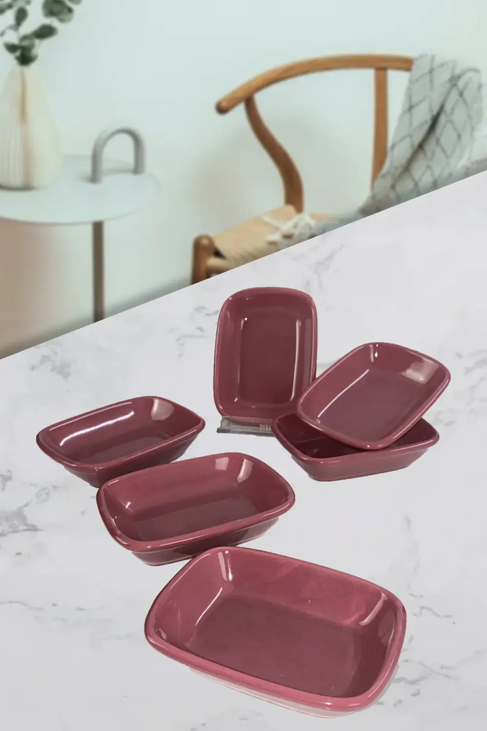 Frambuaz Dikdörtgen Kahvaltılık / Çerezlik / Kayık 13 Cm 6 Adet