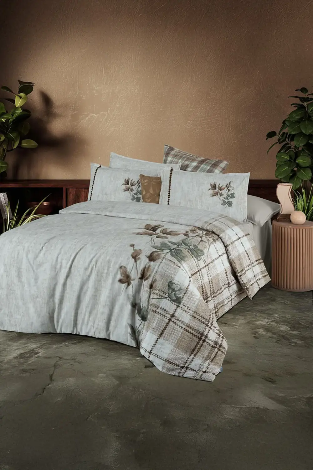 Frances Bej Çift Kişilik %100 Pamuk Fancy Dream Nevresim Takımı