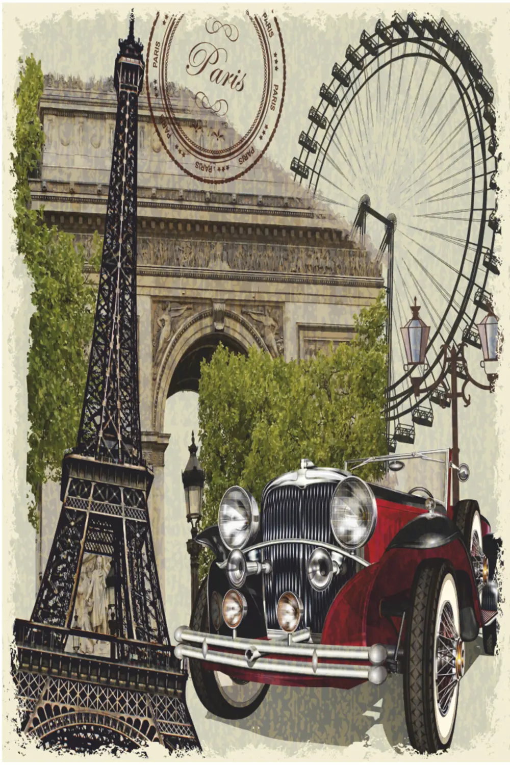 fransa paris eyfel kulesi klasik araba turistik gezi sembol retro fransa paris eyfel kulesi klasik araba turistik gezi sembol retro