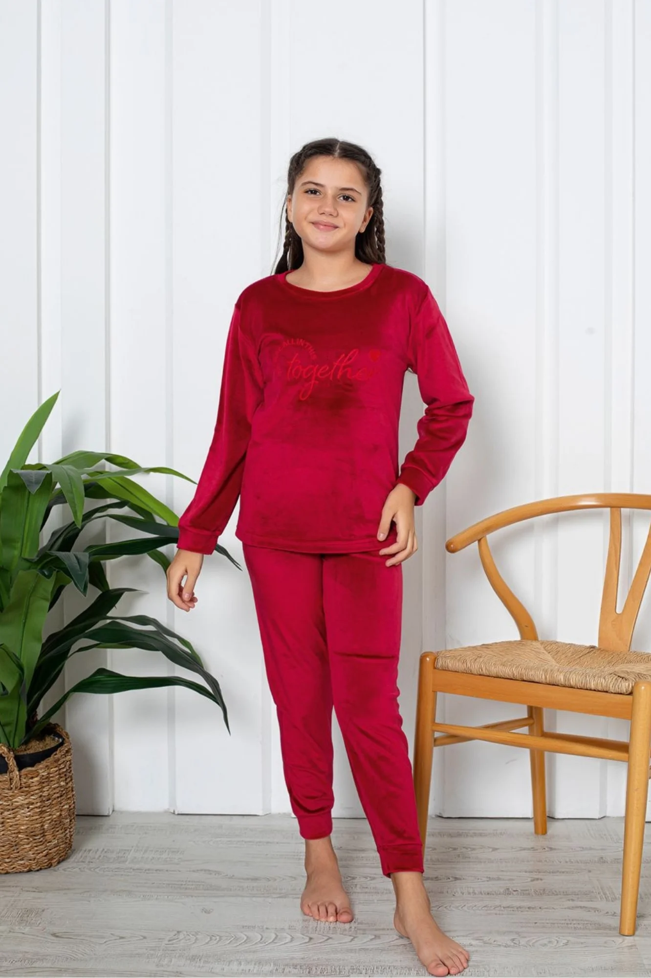 Fransız Kadife Anne Kız Çocuk Kombin Pijama Takımı (Anne kız ayrı satılır), Bordo, 2-3 Yaş Fiyatı, Yorumları ve Özellikleri