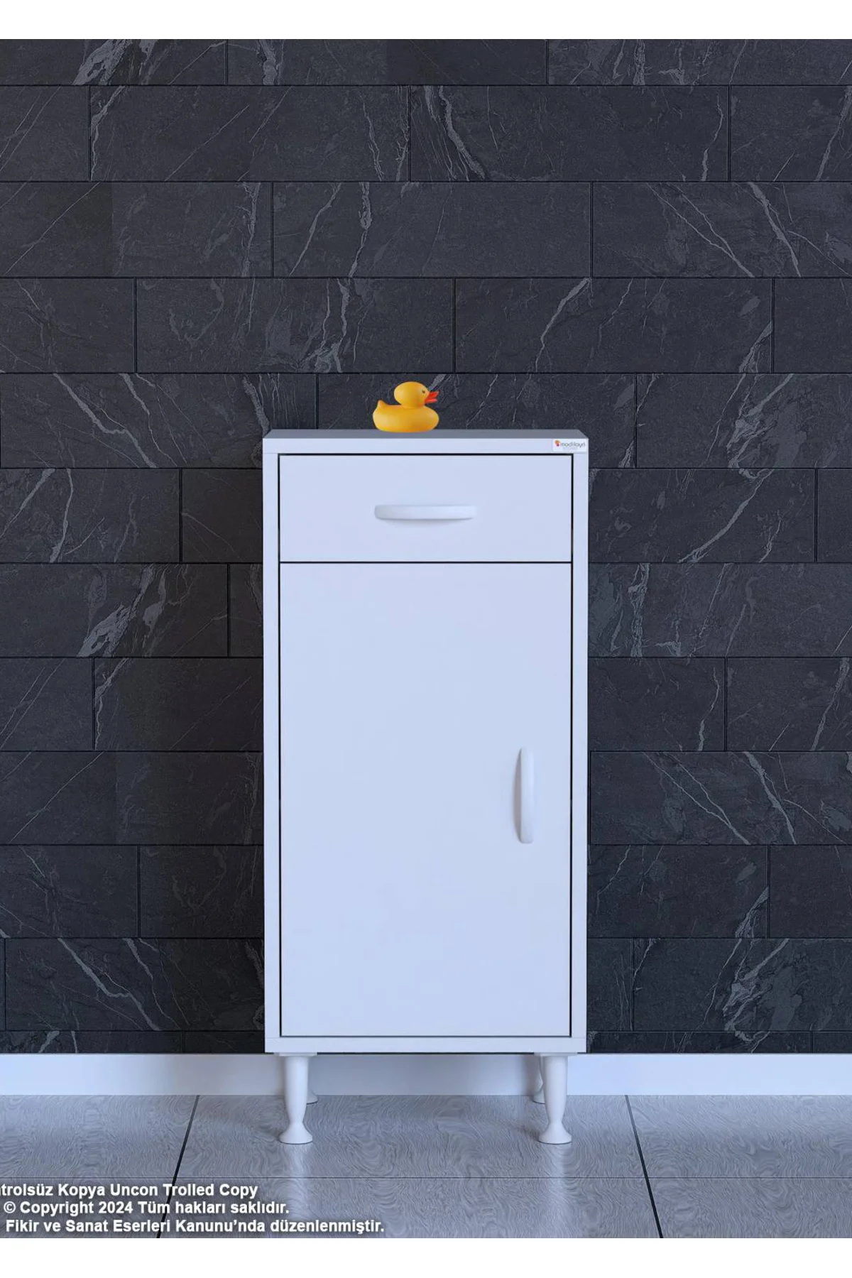 Fre 35 cm Çok Amaçlı Dolap 1 Raflı Tek Çekmeceli Banyo Mutfak Dol