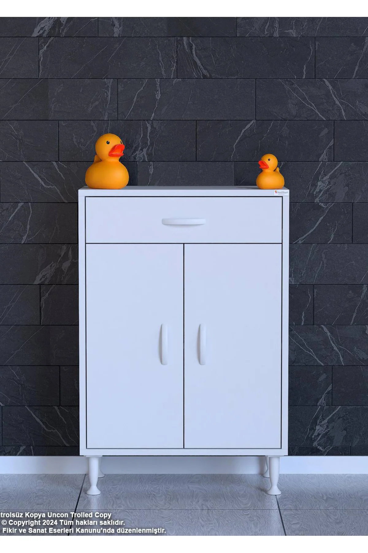 Fre 65 cm Çok Amaçlı Dolap 1 Raflı Tek Çekmeceli Banyo Mutfak Dol