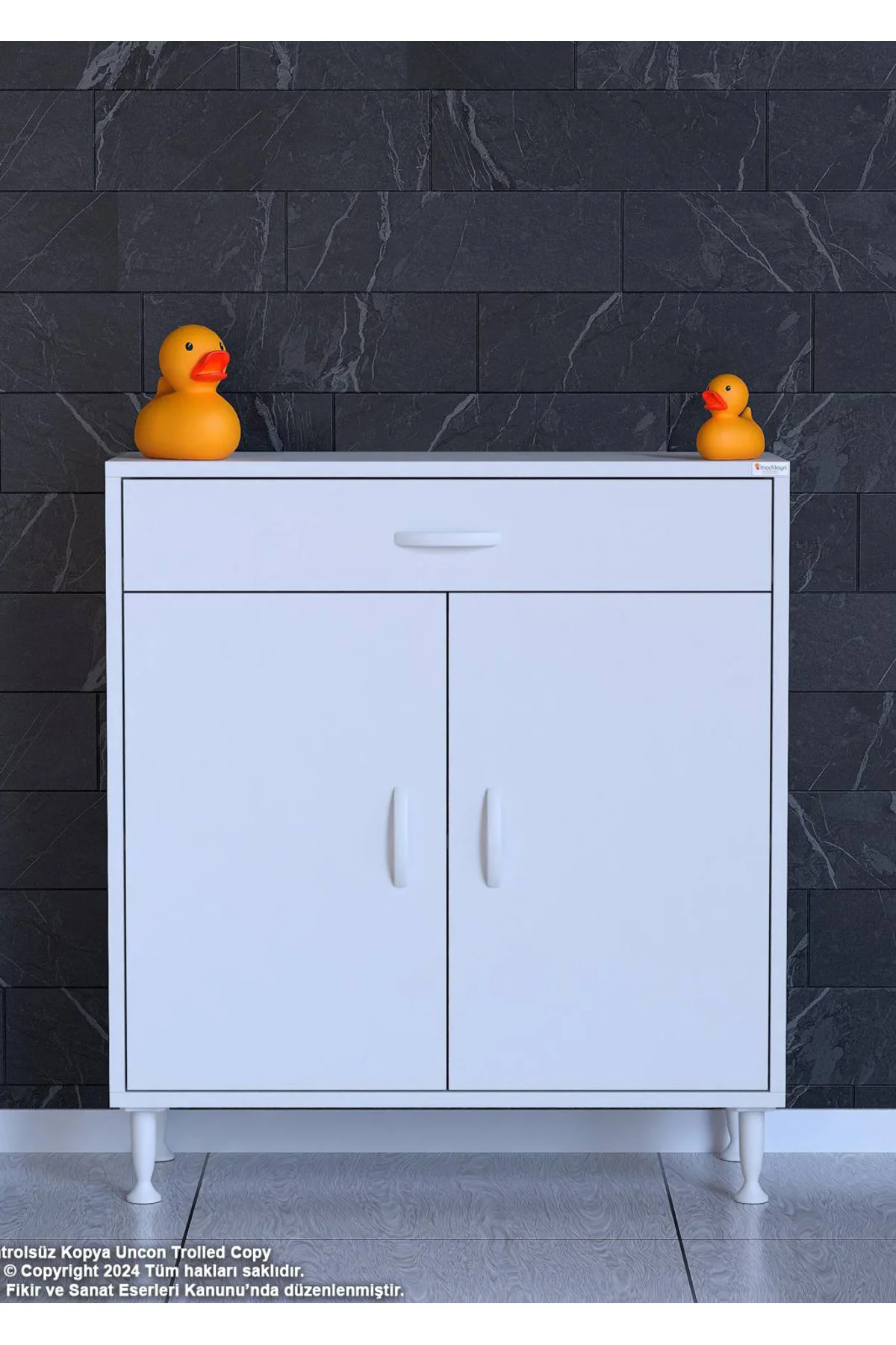 Fre 70 cm Çok Amaçlı Dolap 1 Raflı Tek Çekmeceli Banyo Mutfak Dol