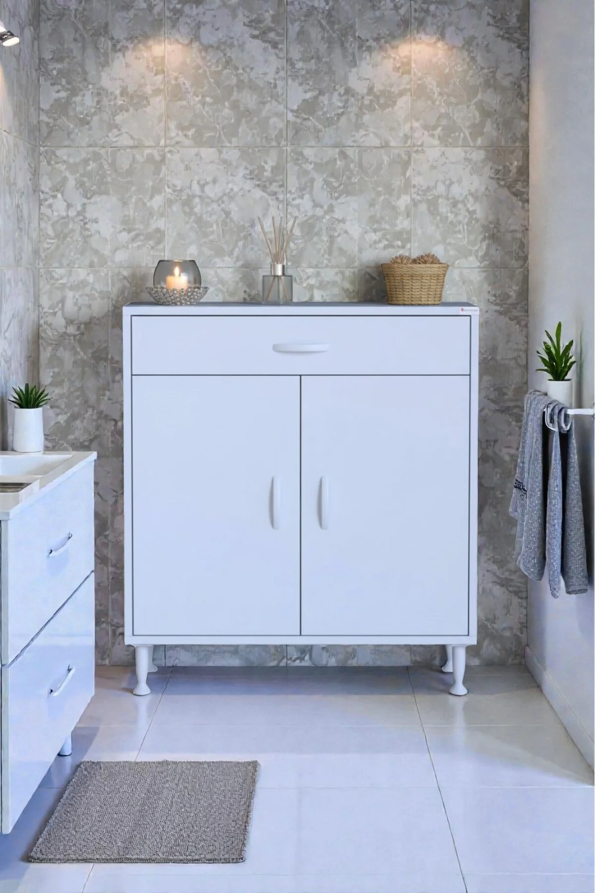 Fre 85 cm Çok Amaçlı Dolap 1 Raflı Tek Çekmeceli Banyo Mutfak Dol Fre 85 cm Çok Amaçlı Dolap 1 Raflı Tek Çekmeceli Banyo Mutfak Dol