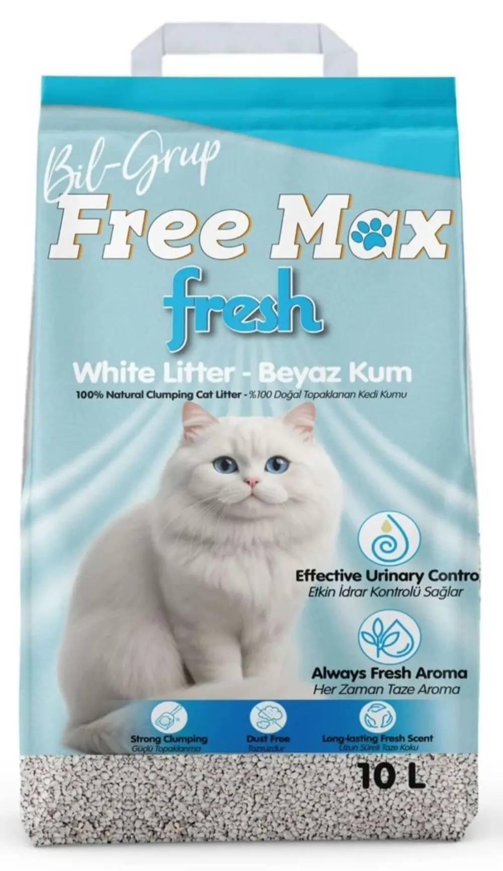 Free Max Fresh Kokulu Beyaz Bentonit Kedi Kumu 10Lt