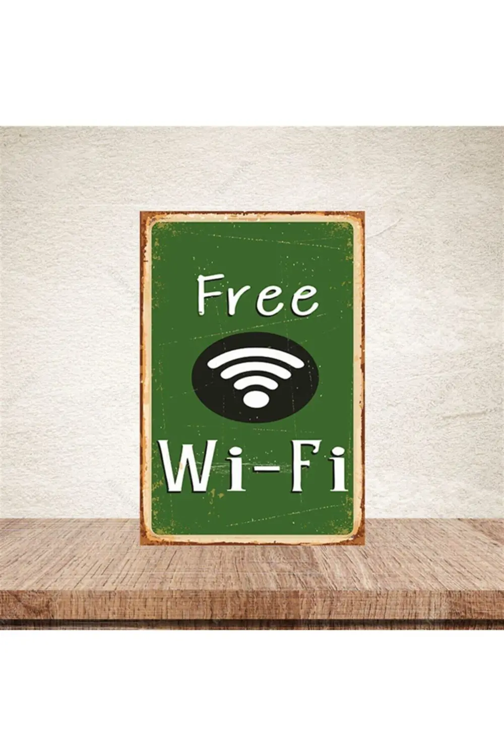 Free Wifi Tasarımlı Retro Ahşap Poster 20 X 30 cm