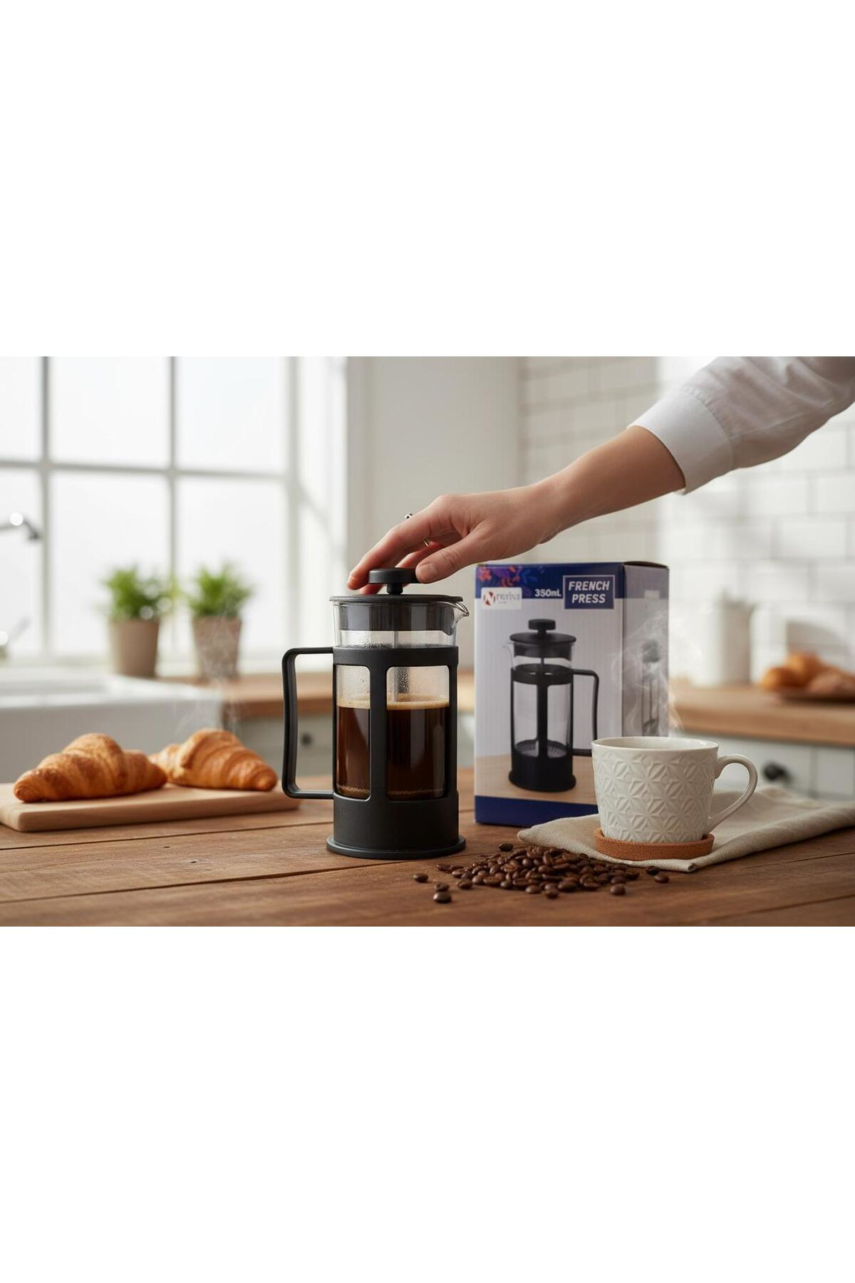 Kaveh French Bitki Çayı , Kahve Pressi Plastik 350 Ml Frenç Pres Çay De