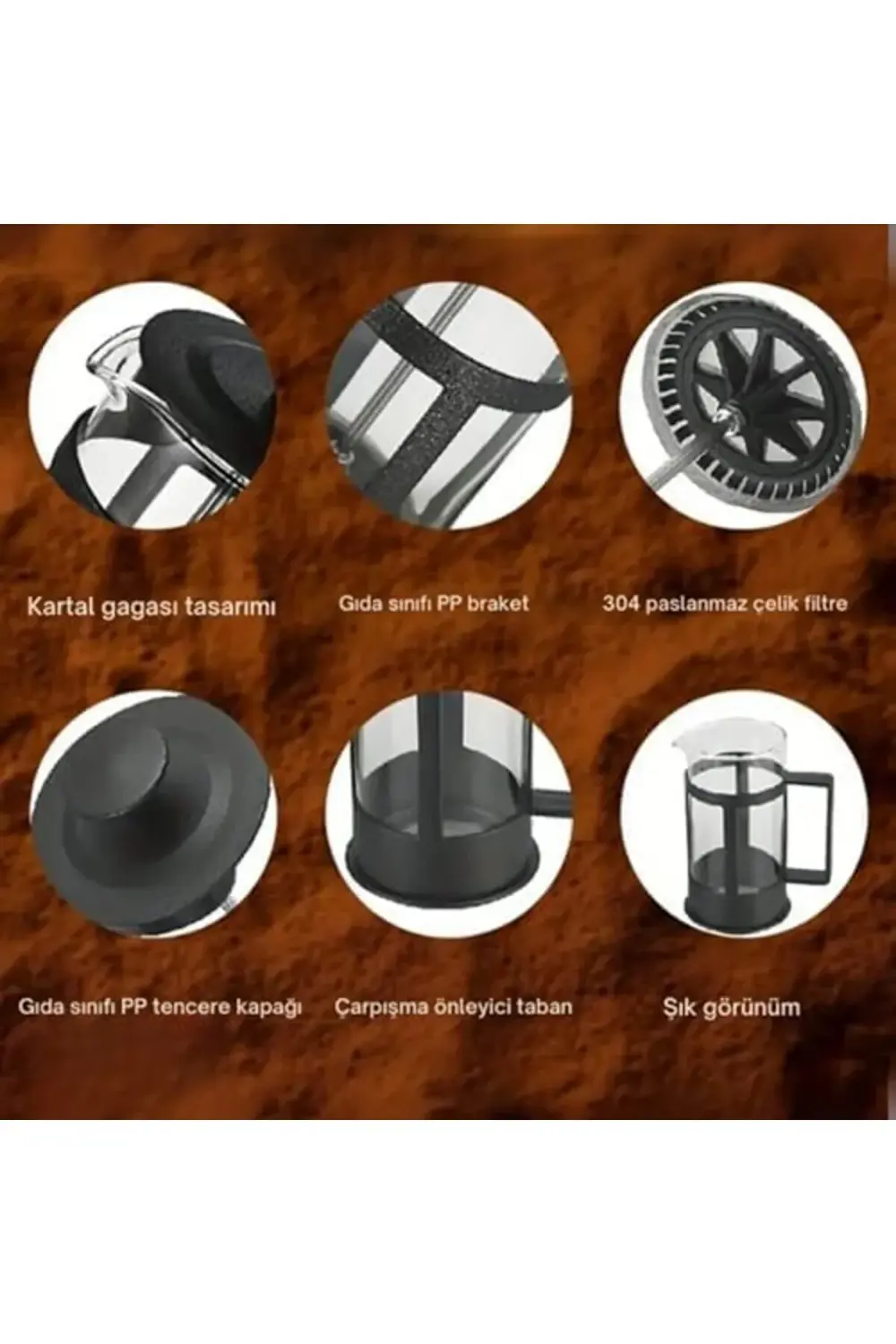 French Bitki Çayı, Kahve Pressi Plastik 350 ml 395519