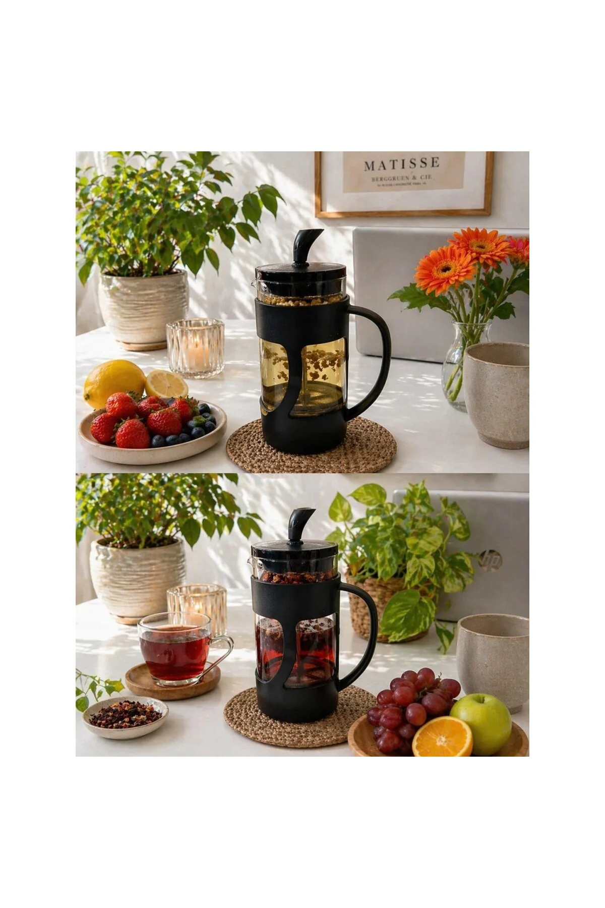 French Press 350 ml, Isıya Dayanıklı Filtre Kahve ve Çay Demliği
