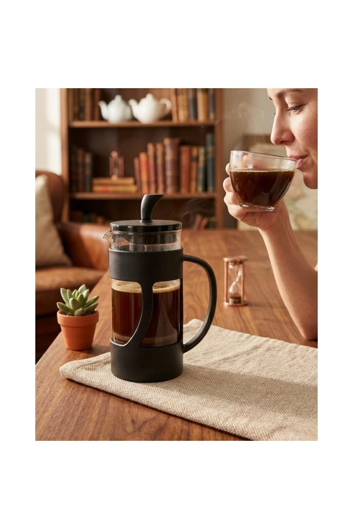 French Press 350 ml, Isıya Dayanıklı Filtre Kahve ve Çay Demliği