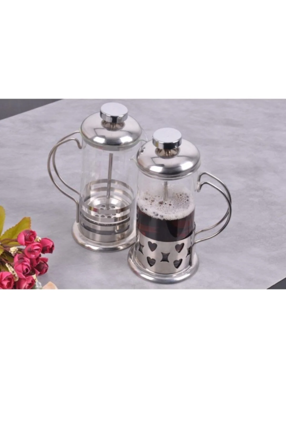French Press Bitki Çayı Bardağı 600 ml Filtre Kahve Demlik 2 Adet